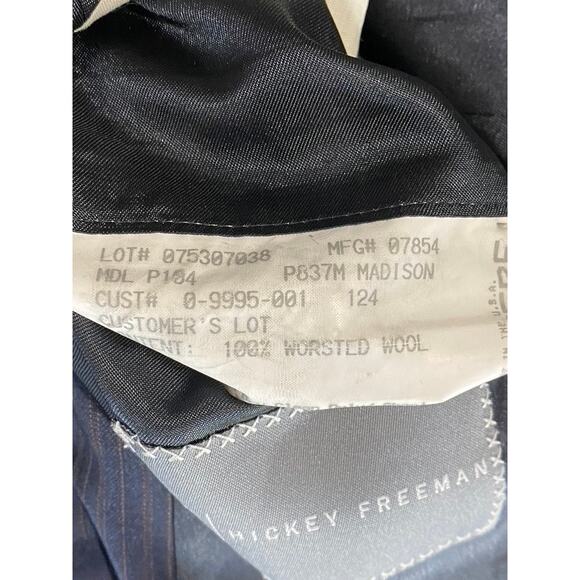 HICKEY FREEMAN Men's Navy Short Striped Two-Button Worsted Wool Suit Jacket SZ40 - Picture 11 of 12